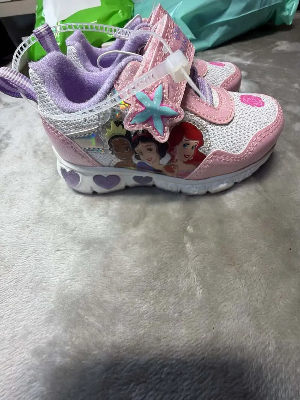 Disney Princess Toddler Girls Light-Up Athletic Sneakers with Hook and Loop Stra